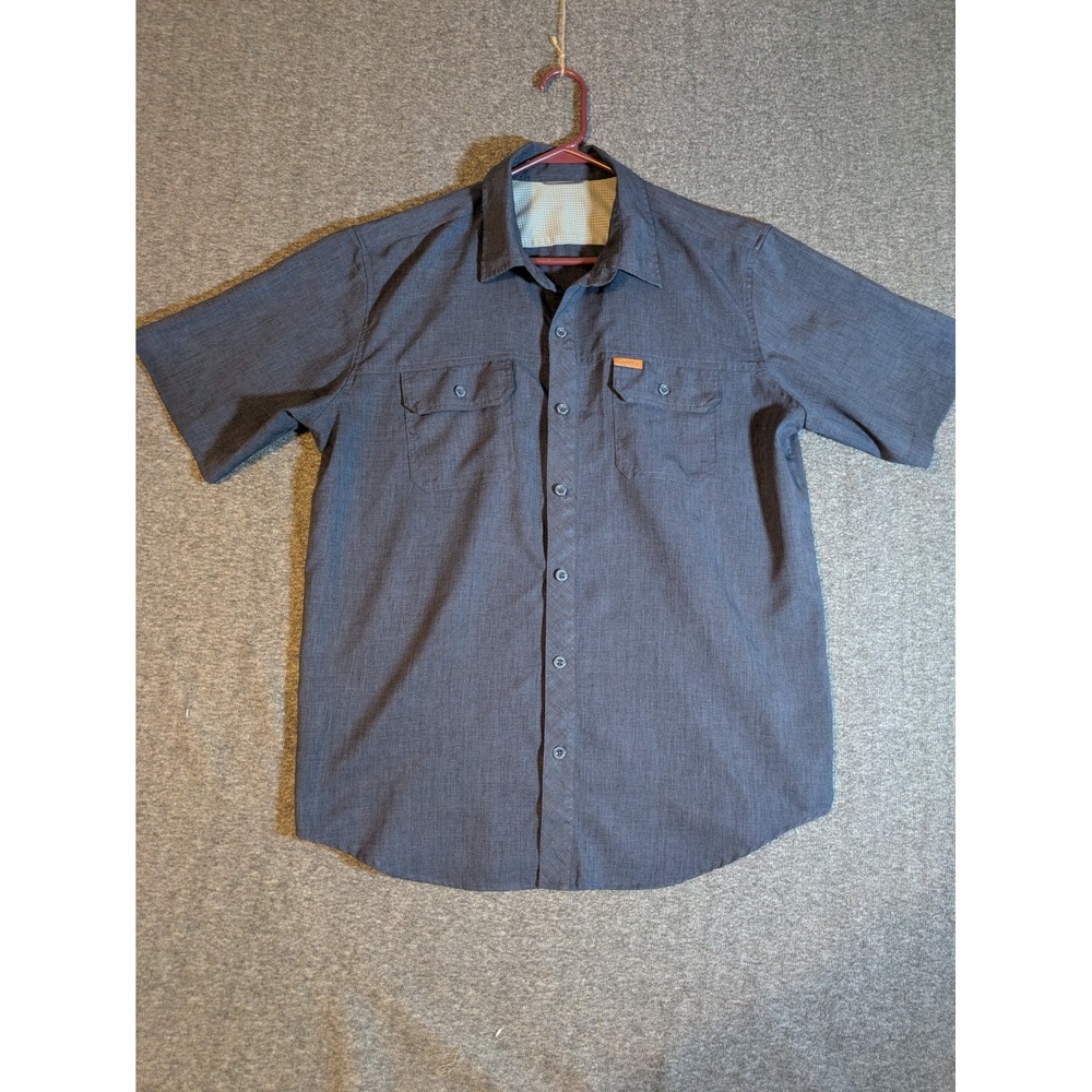 Orvis Shirt Men's Gray Button Up Short Sleeve Size Button Pockets